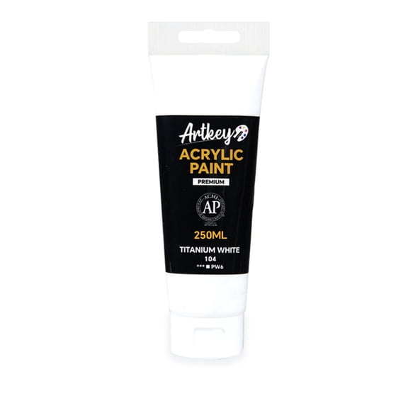 Artkey Acrylic Craft Paint - Titanium White Tubes, Multi-Surface, Semi-Gloss, 250 ml/8.45 fl oz