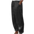 thumbnail image 5 of Lovzfmll Women's Wide Leg Pants, Printed Linen Elastic Waist, Casual Ankle Length Pants White, 2XL, 5 of 6