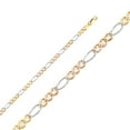 thumbnail image 2 of Wellingsale 14k Tri 3 Color Gold Polished Solid 3.5mm Ficonucci 3+1 Concave Chain Necklace - 24", 2 of 6