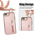 thumbnail image 7 of Allytech Wallet Case for iPhone 8 Plus/7 Plus, Card Holder & Zipper Pocket, Finger Grip Ring, Screen Camera Protection, Luxury PU Leather Kickstand Double Buttons Shockproof Case - Rosegold, 7 of 7