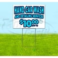 thumbnail image 1 of Hand Car Wash $10 And Up (18" x 24") Yard Sign, Includes Metal Step Stake, 1 of 6