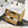 thumbnail image 4 of ROGALIS 32" Modern Bathroom Vanity, 2-Drawer, glossy resin Sink, Fluted Design,Drak Gold, 4 of 11