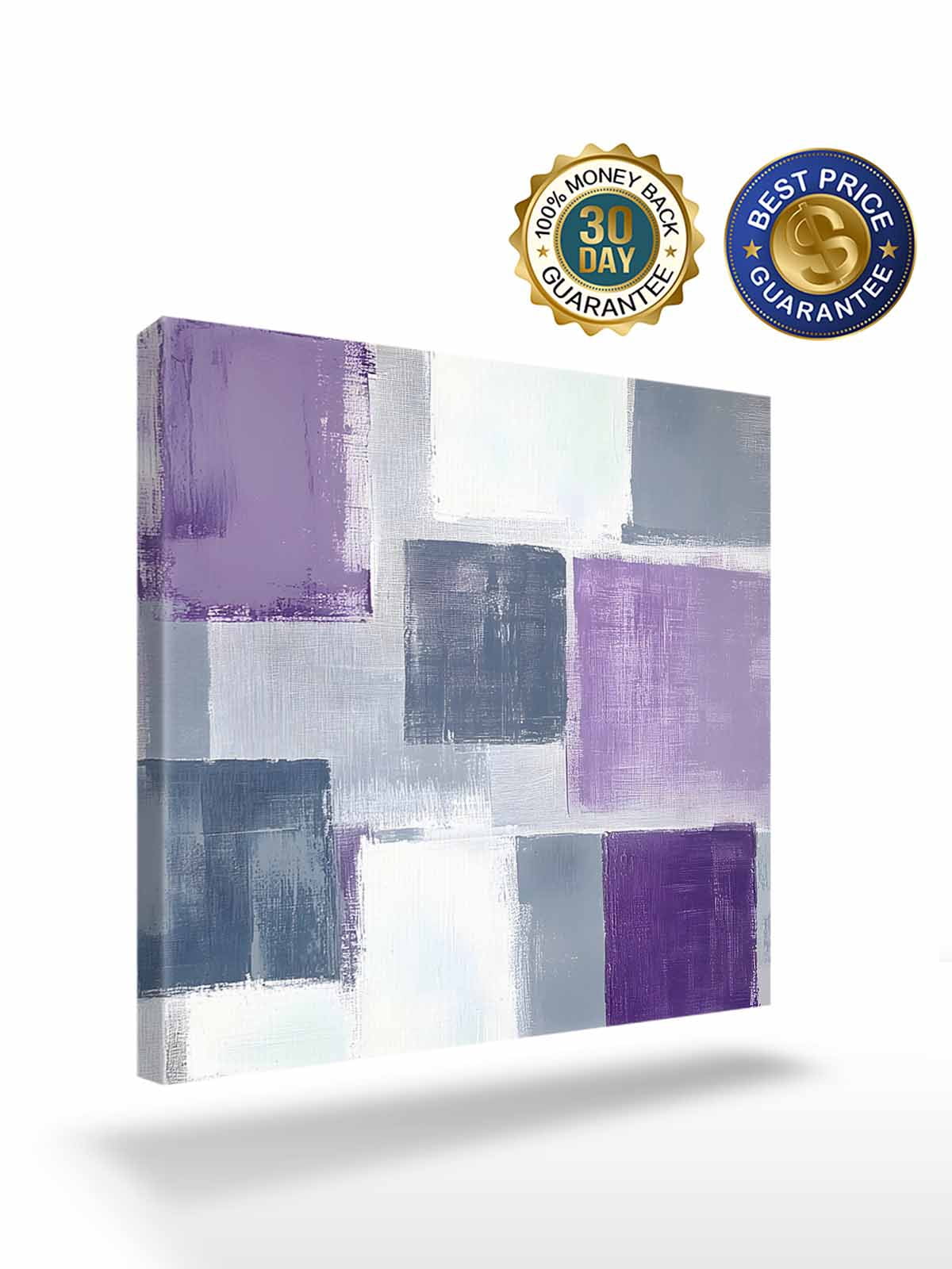 Grey Purple Canvas Wall Art, Graffiti Art Abstract Mottled Color Block Modern Framed Wall Decor Modern Artwork Prints Painting for Living Room, Bedroom, Kitchen & Cafe Decor 12x12 Inch