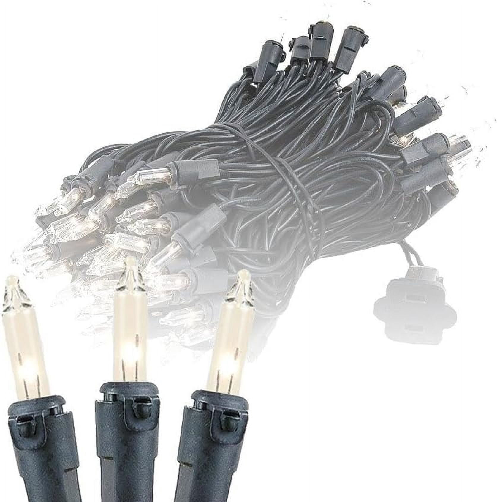RGHJAR-34 Feet 100 Bulbs Traditional Incandescent Mini Lights, Clear on Black Wire with 4" Spacing, Commercial Grade and UL Listed for Indoor/Outdoor Use, End-to-End Connectable
