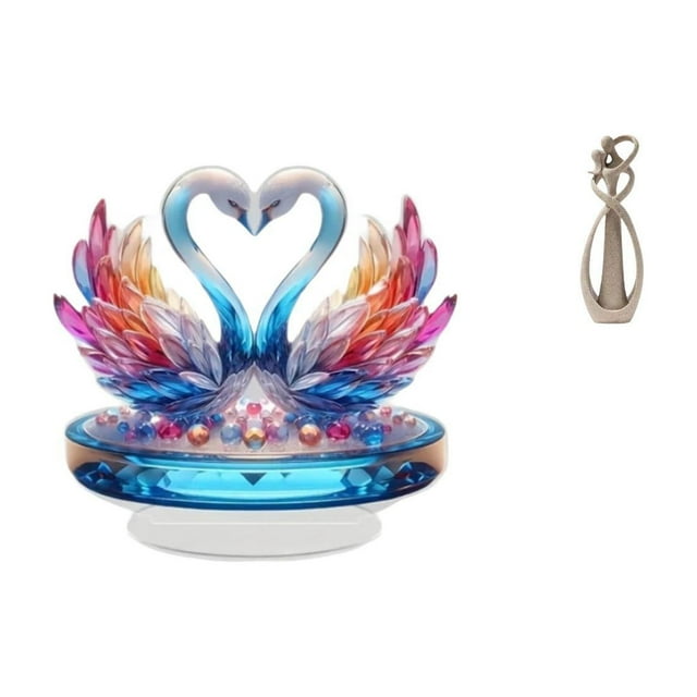 Escultura de cisne, estatua de ganso, figura de pareja, adorno acrílico en miniatura, decoración romántica, adecuada para regalar, decoración del