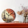 thumbnail image 2 of 10 Inch Autumn Eiffel Tower Clock Silent Round Wall Clock Non Ticking Battery Device Clocks Creative Decoration Wall Clock for Living Room Bedroom Office Kitchen, 2 of 6