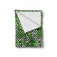 thumbnail image 2 of Banana Leaf Soft Flannel Fleece Blanket, Coconut Palm Tree on Modern Abstract Backdrop Rainforest Design, Cozy Plush for Indoor and Outdoor Use, 50" x 60", Black White Hunter Green, by Ambesonne, 2 of 6