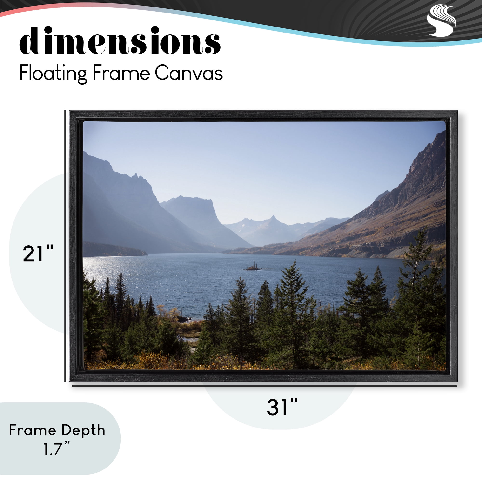Stupell Industries Cliffs Overlooking Lake Black Framed Floater Canvas Wall Art, design by Carol Robinson