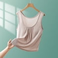 thumbnail image 2 of Staron Summer Tank Tops for Women Casual Loose Round Neck Sleeveless Basic Solid Color Comfy with Padded Bra, Beige XXL, 2 of 5