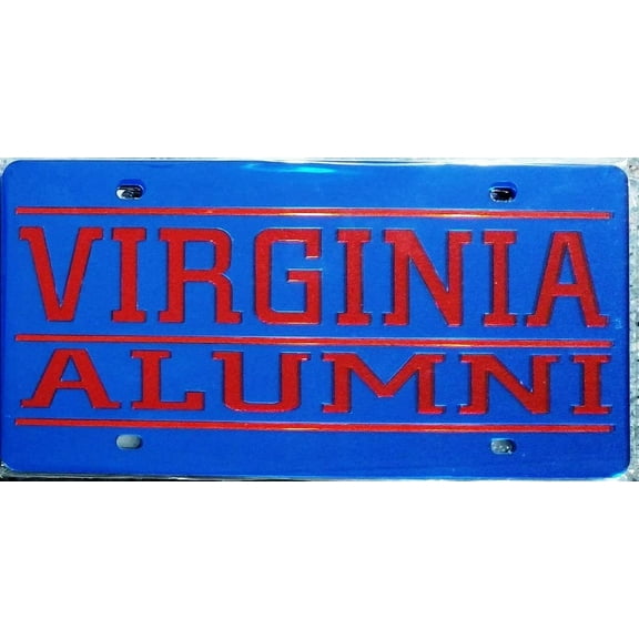 University of Virginia Cavaliers Alumni Laser Cut Tag License Plate, Mirrored Acrylic Inlaid, 12x6 Inch