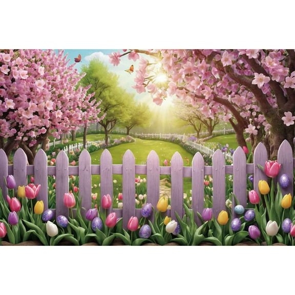 Spring Easter Party Photography Background Floral Gard Blossom Egg Photo Backdrop Childr's Photocall Shooting Props