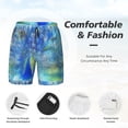 thumbnail image 5 of Sigee Peacock Print Mens Swim Trunks with Compression Liner Quick Dry Swim Stretch Beach Shorts with Pockets,S-3XL, 5 of 7