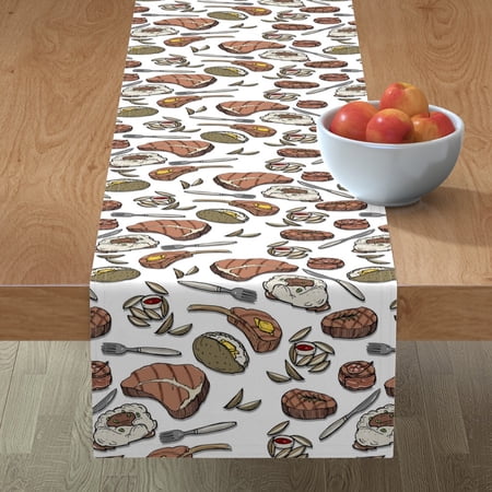 

Cotton Sateen Table Runner 108 - Cookout Food Grilling Lake Fishing Chef Camping Bbq French Fries Print Custom Table Linens by Spoonflower