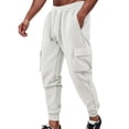 thumbnail image 2 of Aimik Men's 100%Cotton Waffle Knit Joggers Cargo Pant with Pocket Drawstring Soft Warm Elastic Sweatpants for Fall Winter, 2 of 6