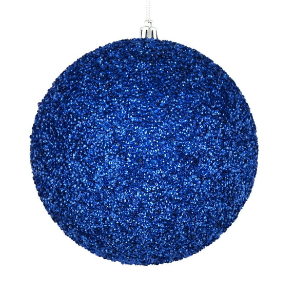 Vickerman 8" Blue Beaded Ball Ornament, 2 per Bag