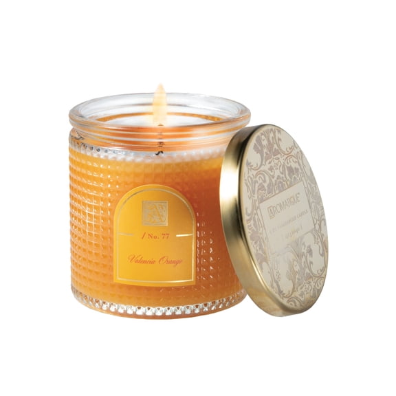 VALENCIA ORANGE Aromatique Textured Glass Metal Lid 6 oz Scented Jar Candle