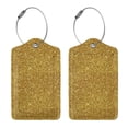 thumbnail image 3 of Disketp 1 Luggage Tag For Suitcase,Gold Glitter Leather Baggage Tag With Stainless Steel Loop Privacy Cover For Women Men Girls, 3 of 5