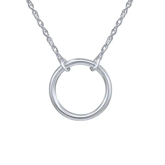 Women's Plain Open Circle Pendant Necklace – 925 Sterling Silver, 18" Chain