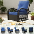 thumbnail image 4 of ELPOSUN 3 Pieces Patio Furniture Set, Outdoor Swivel Gliders Rocker, Wicker Patio Bistro Set with Rattan Rocking Chair, Glass Top Side Table and Thickened Cushions for Porch Deck Backyard, 4 of 9