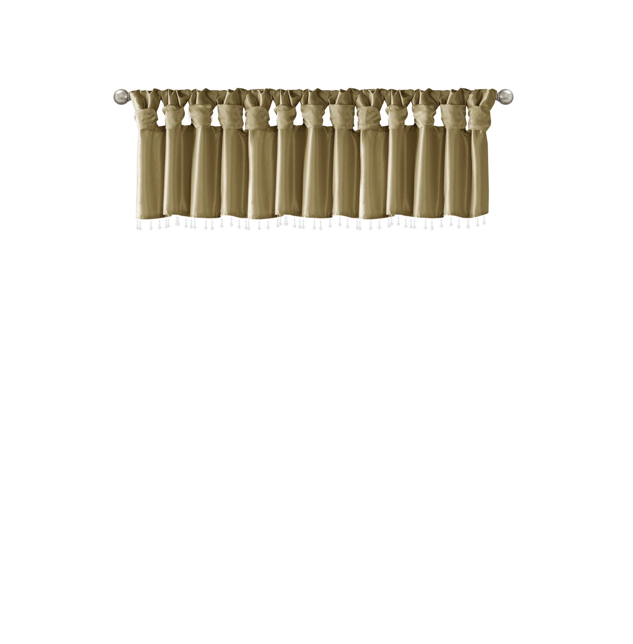 Lightweight Faux Silk Valance With Beads Bronze 50x26"