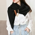 thumbnail image 2 of HNMKIU Women Fashion Solid Hollow Out Buckle Big Triangle Cape Cloak Warm Decorative Scarf Split Style Black,One Size, 2 of 7