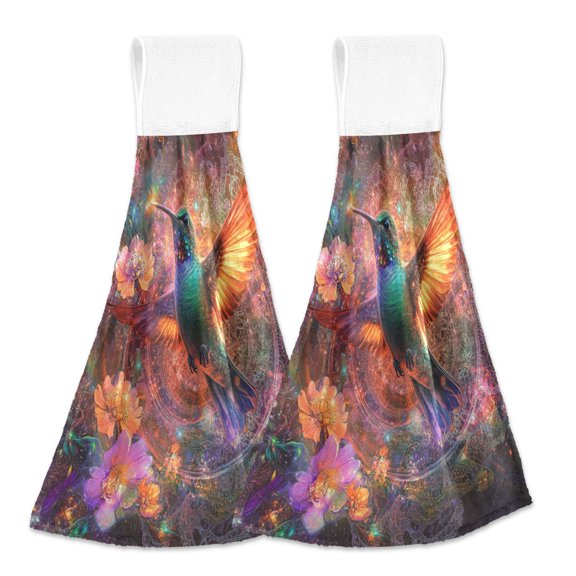 BZSMCE Hanging Hand Towels Fashion Cut Radiant Pattern 2-Pack - Velcro Style Bathroom Kitchen Towels