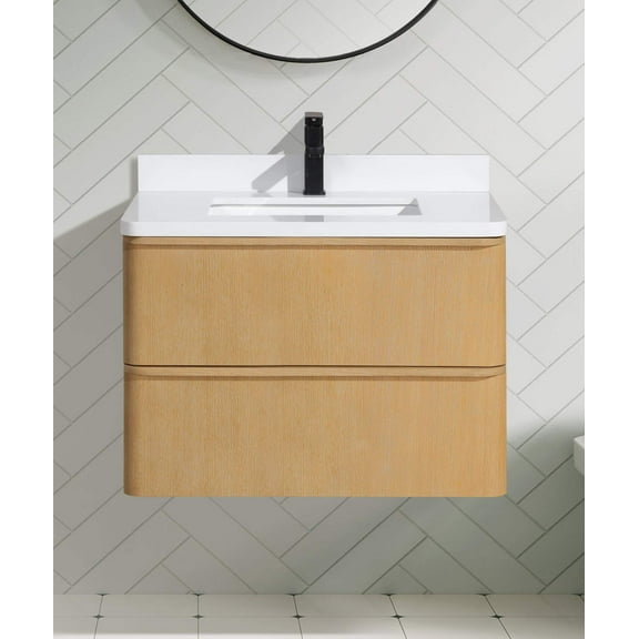 Lucas 30" Floating Bathroom Vanity Washed Oak