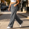 thumbnail image 6 of Women's Corduroy Pants Casual Solid Color Fashion High Waisted Wide Leg Trousers Drawstring Elastic Waist with Pockets, 6 of 9