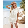 thumbnail image 3 of Drvitor Beach Cover Up for Women Casual Loose Batwing Sleeve Swimsuit Cover Up Diamond Hollow Bathing Suit Cover Up with Tassel Hem, 3 of 8
