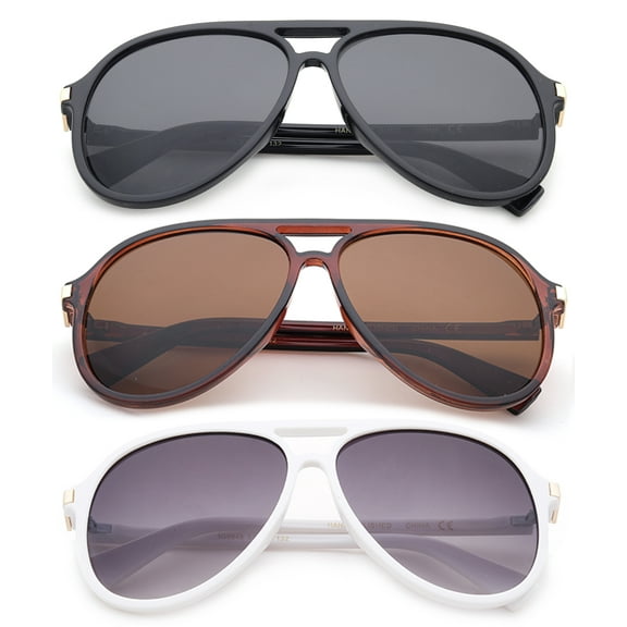 3 Pack Plastic Aviator Frame Fashion Sunglasses for Women