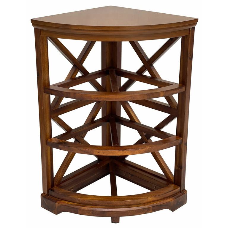Ehemco 3 Tier X-Side End Table/Cabinet Storage with 3 Baskets Walnut