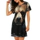 thumbnail image 2 of Fotbe Urban Bear With Headphones Bata de Dormir para Mujer con Estampado, Camisón de Algodón de Manga Corta, Ropa de Dormir Casual, 2 of 6