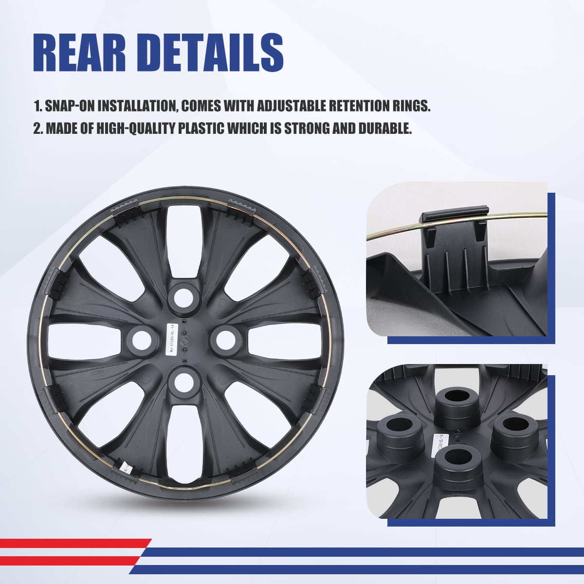4PCS 14" Wheel Rim Covers HubCaps for 2012-2017 HYUNDAI ACCENT HATCHBACK /SEDAN Black Lacquer