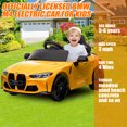 thumbnail image 5 of 12V Ride on Cars with Remote Control, Licensed BMW M4 Battery Powered Ride on Toys for Kids Boys Girls Gifts, Kids Electric Cars Vehicle with Music, Bluetooth, Story, USB/MP3 Port, LED Light, Yellow, 5 of 7