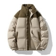 thumbnail image 2 of Xzbqbs Jackets for Men Winter Windbreaker Corduroy Puffer Jacket Stand Collar Thicken Warm Quilted Jacket Solid Bubble Coat Parkas, 2 of 4