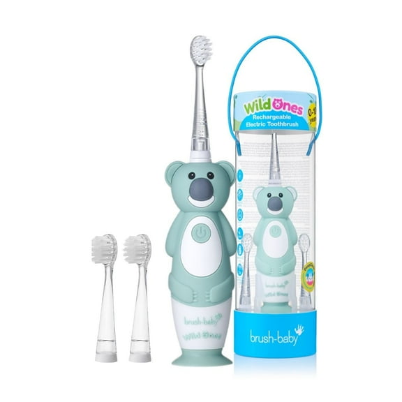Brush-Baby WildOnes Kids Electric Toothbrush, Koala Design, Waterproof, 2-Min Timer, 3 Brush Heads, Ages 0-10