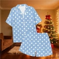 thumbnail image 5 of vdgthytj Womens 2 Piece Pajama Set Printed Short Sleeve Button down Shirts and Shorts Set Sleepwear Pjs, 5 of 7
