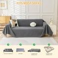 thumbnail image 2 of Cat-Scratch Resistant Couch Cover, Waterproof Sofa Cover for 3 Cushion Couch Washable, Pet Friendly Couch Protectors Anti Slip Thickened Love Seat Slipcovers for Dogs Pets, 71" x 118", Grey, 2 of 11
