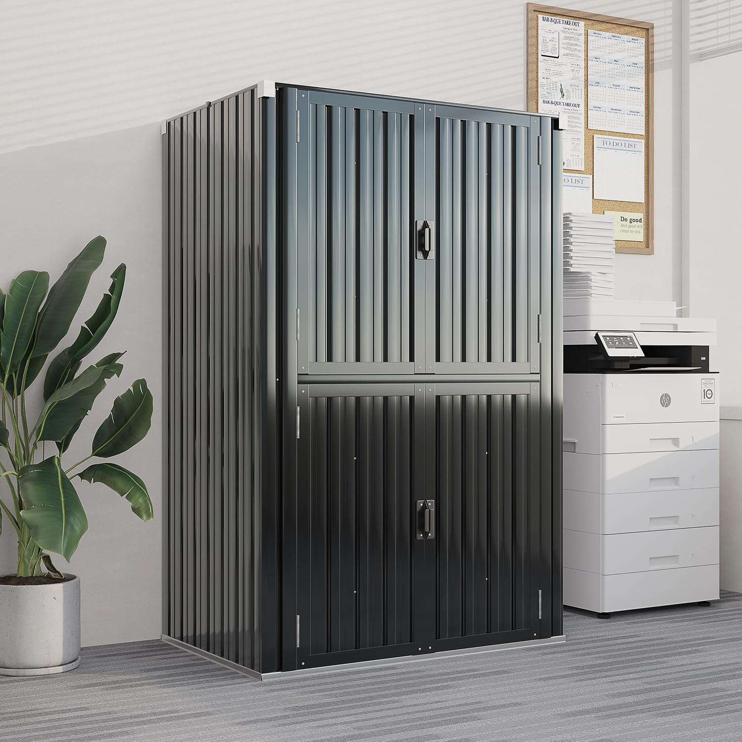 YODOLLA 2.5'x 3.5' Outdoor Metal Storage Cabinet with Locking Doors and Adjustable Shelves for Home, Office,Garden(Grey)
