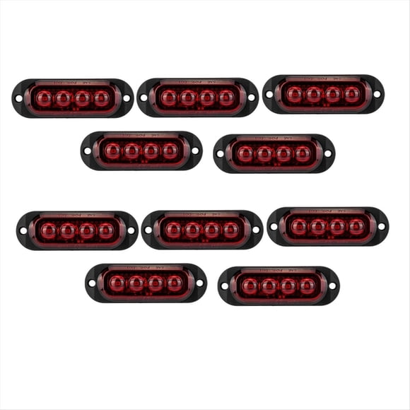 10Pcs 12V-24V 4LED Car Side Marker Lights Turn Signal Lights Side Indicator Lights Taillight for Trailers Trucks Red,10 x Marker Lights,Red