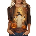 thumbnail image 2 of Mifsaly Halloween Tops for Women 2026 Vintage Witch Graphic Blouse Crewneck 3/4 Sleeve Casual Fall Holiday Party Shirts Multicolor,L, 2 of 5