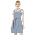 thumbnail image 1 of INSPIRE CHIC Junior's Adjustable Strap a-Line Overall Denim Dress, 1 of 6