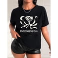 thumbnail image 1 of [1pc Octopus Graphic Print T-Shirt] 1pc Women'S Casual Octopus Graphic Print T-Shirt, Round Neck Short Sleeve Polyester Knit Tee, Breathable 180g/m² Fabric, Spring/Summer/Autumn Fashion Top, 1 of 7