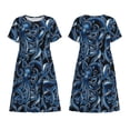 thumbnail image 3 of Bixox Women's Short Sleeve Summer Dress Loose Swing Knee Length Dresses with Pockets-Octopus, 3 of 7
