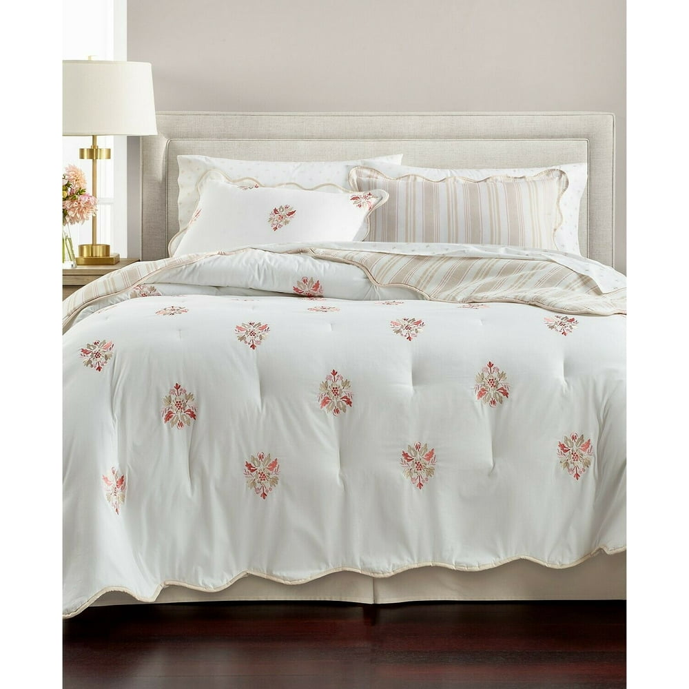 Martha Stewart Embroidered Floret Reversible Cotton 8Pc Comforter Set KING