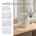 thumbnail image 2 of REGALWOVEN Decorative Metal Bookends, Leaf Design Book Ends for Shelves, Non-Skid Botanical Book Stopper for Home Office, 2Pcs White 4.9"L x 4.9"W x 4.9"H, 2 of 6