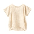 thumbnail image 6 of Helii Women's T Shirts Round Neck Short Sleeve Cotton Linen Casual Basic Tops Loose Breathable Blouses Fashion Travel Beach Vacation Outfits S-5XL Beige, 6 of 6
