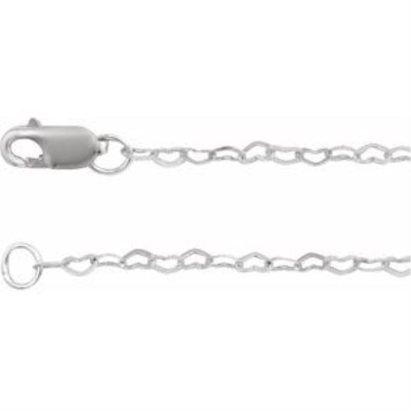 Auriga Fine Jewelry Mother's Day Gift 925 Sterling Silver 1.9 mm Heart Chain Necklace 18" for Women