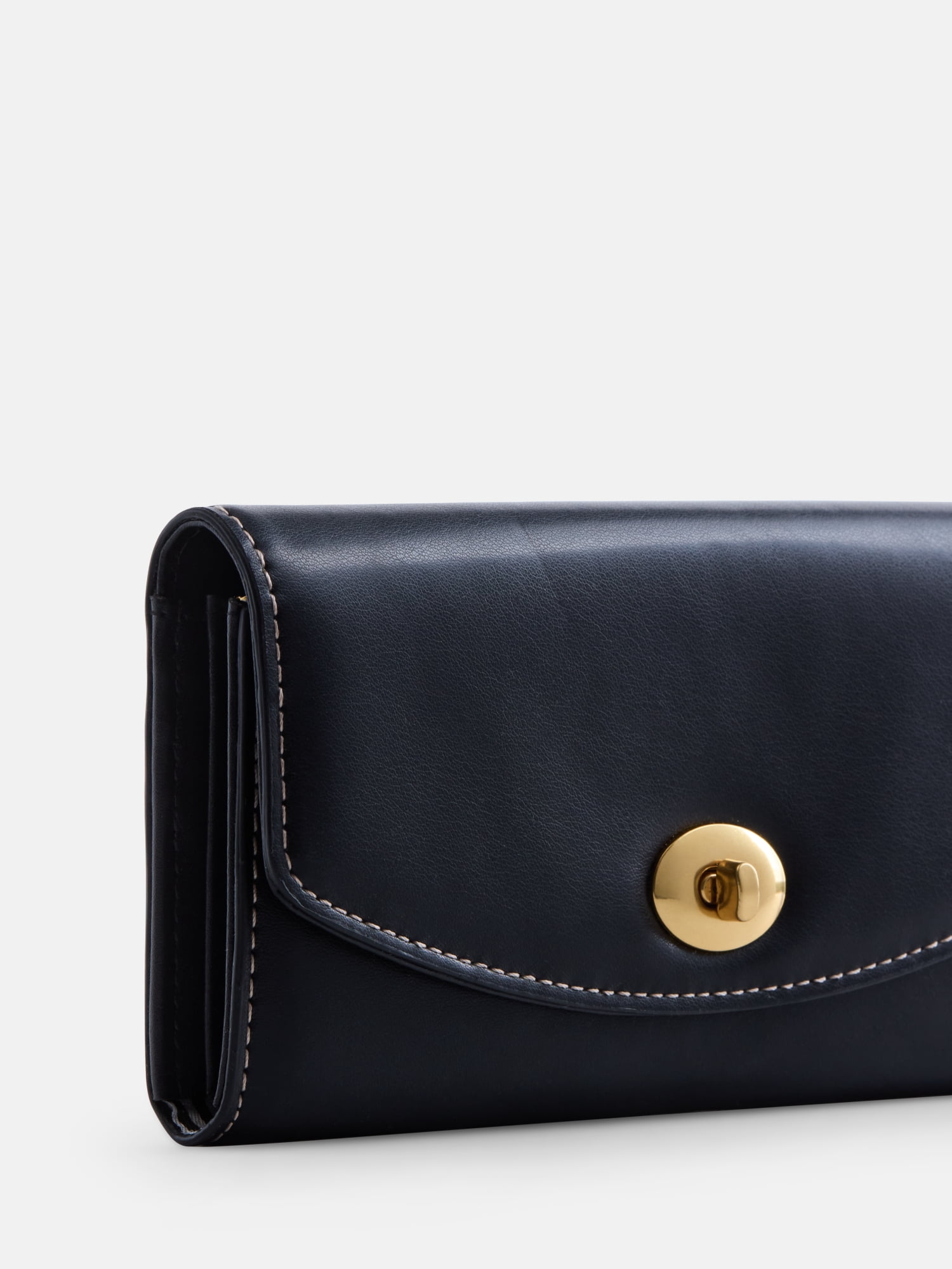Free Assembly Women's Faux Leather Clutch Wallet, Black