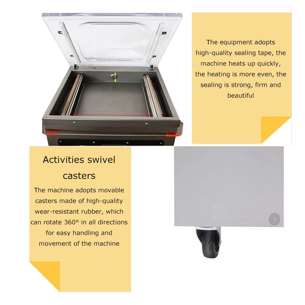 EQCOTWEA Single Chamber Vacuum Packaging Machine Vacuum Sealer Stainless Steel Sealing Length 15.7" DZ400
